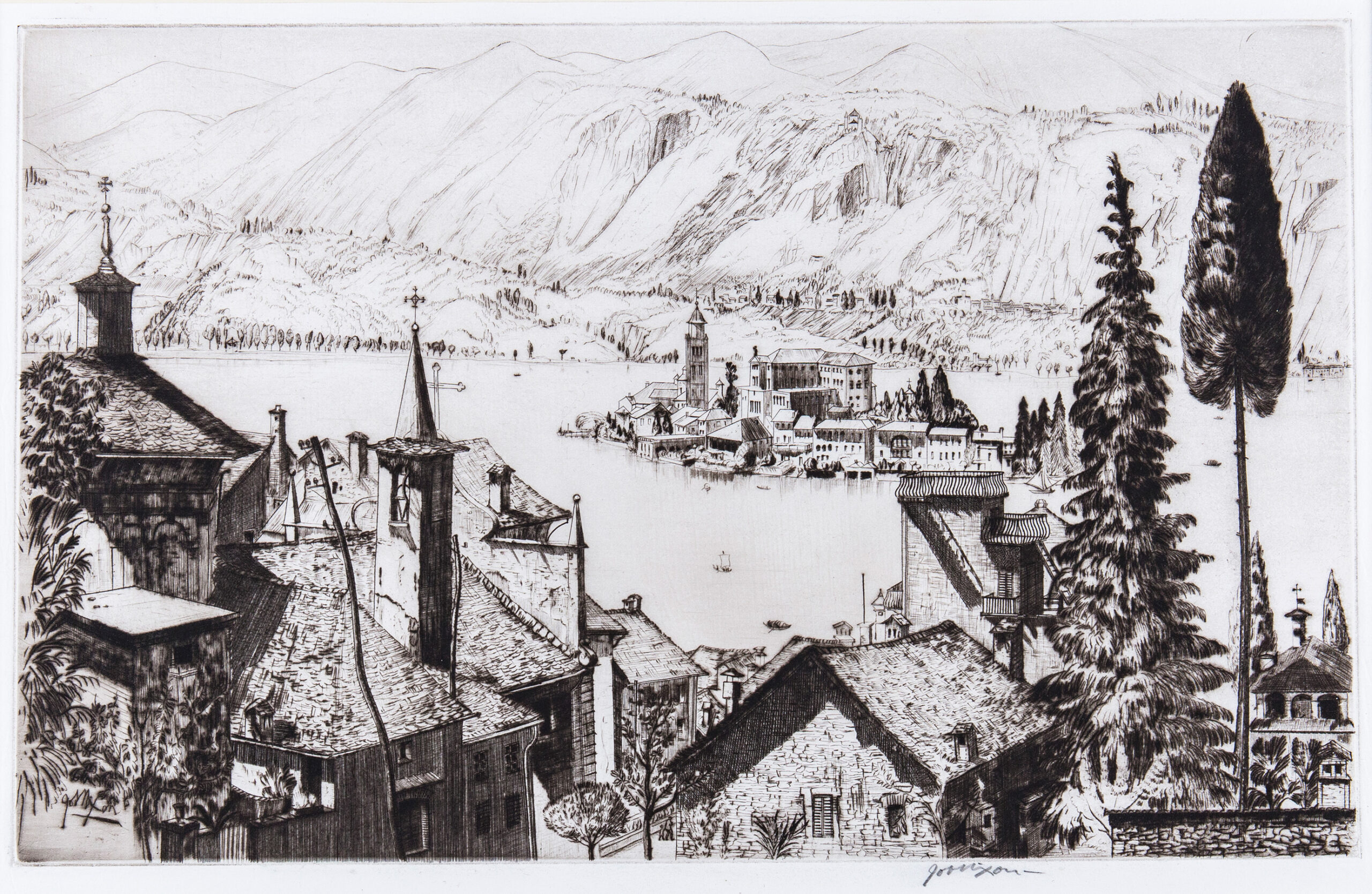 NIXON Job R.E. (18911938) ‘Isola San Giulio, Lago di Orta’. ABBOTT