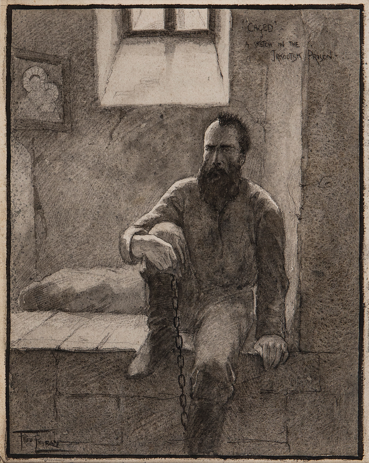 PEGRAM Fred (1870-1937) - ‘Caged’ – A sketch in the Jakoutsk (sic