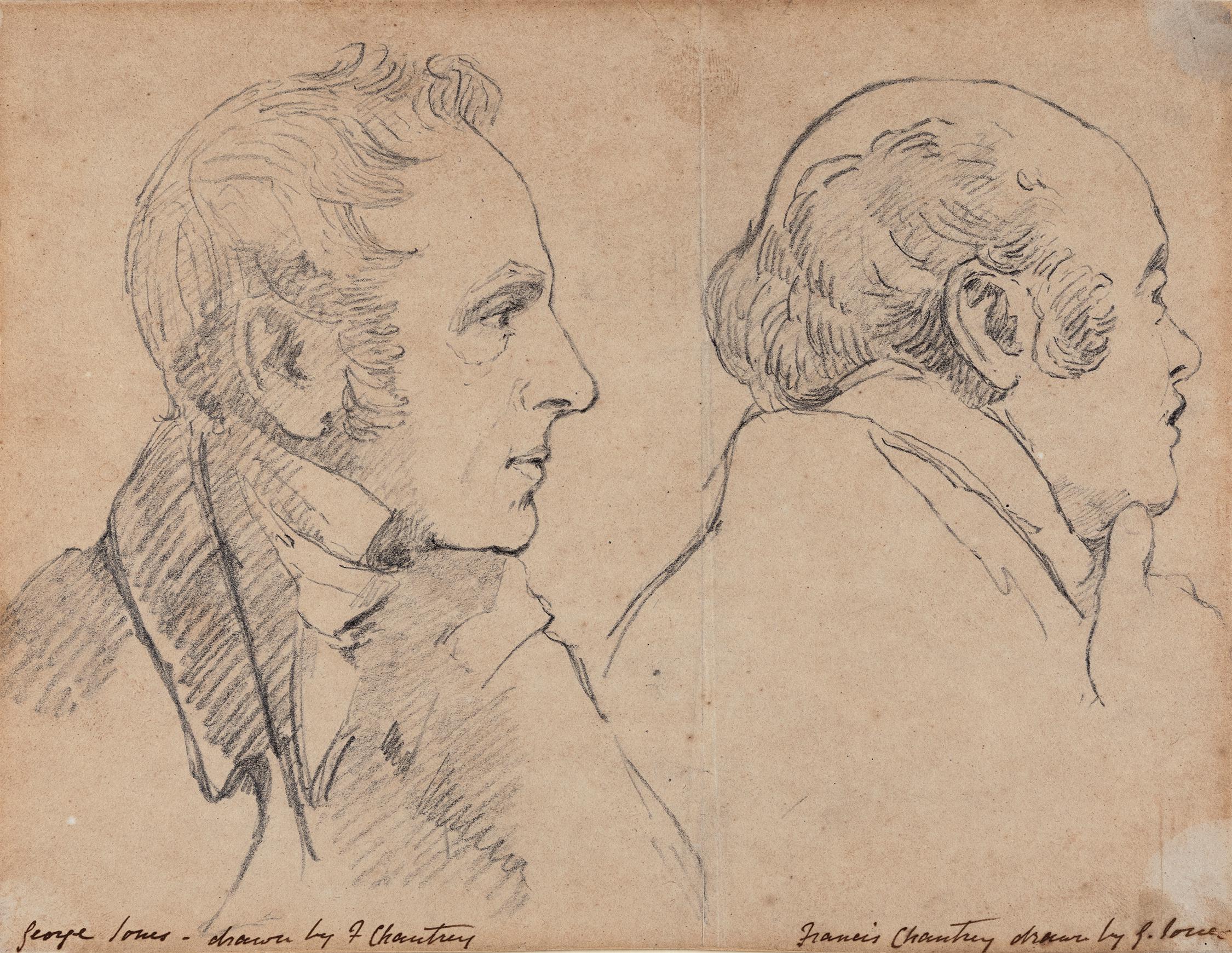 Chantrey R.A. and Jones R.A. – A double friendship portrait; George Jones R.A. (1786-1869) drawn by Sir Francis Chantrey R.A. (1781-1841) and Sir Francis Chantrey R.A. (1781-1841) by George Jones R.A. (1786-1869)
