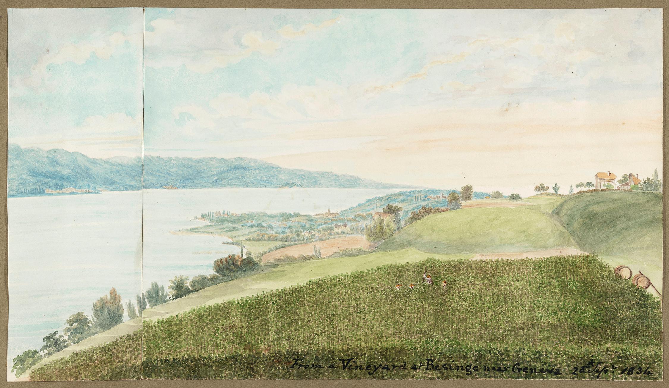Campbell, Elizabeth (1783 – 1861) – Switzerland; ‘From a vineyard at Besinge near Geneva’.